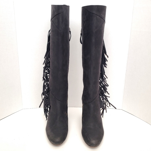 KOOLABURRA by UGG Paradis Fringe Black Suede Tall Riding Boots Size 9 - Picture 8 of 11